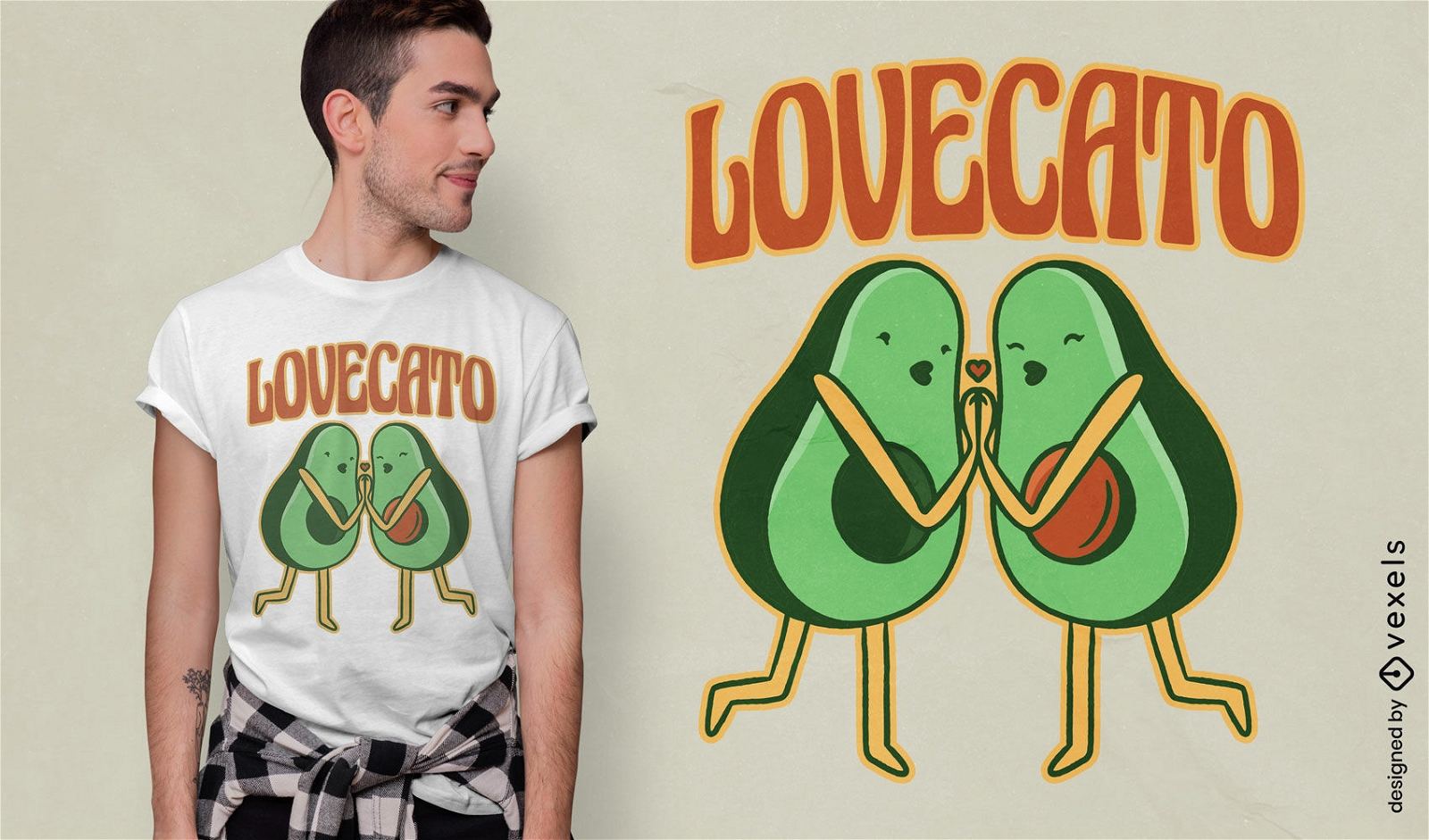 Design de camiseta de casal de abacate beijando
