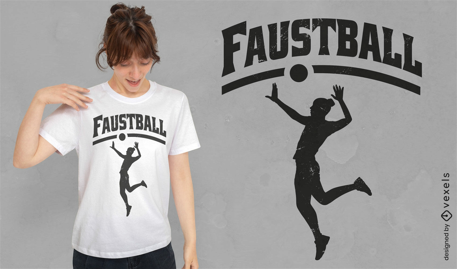 Diseño de camiseta de persona jugando faustball