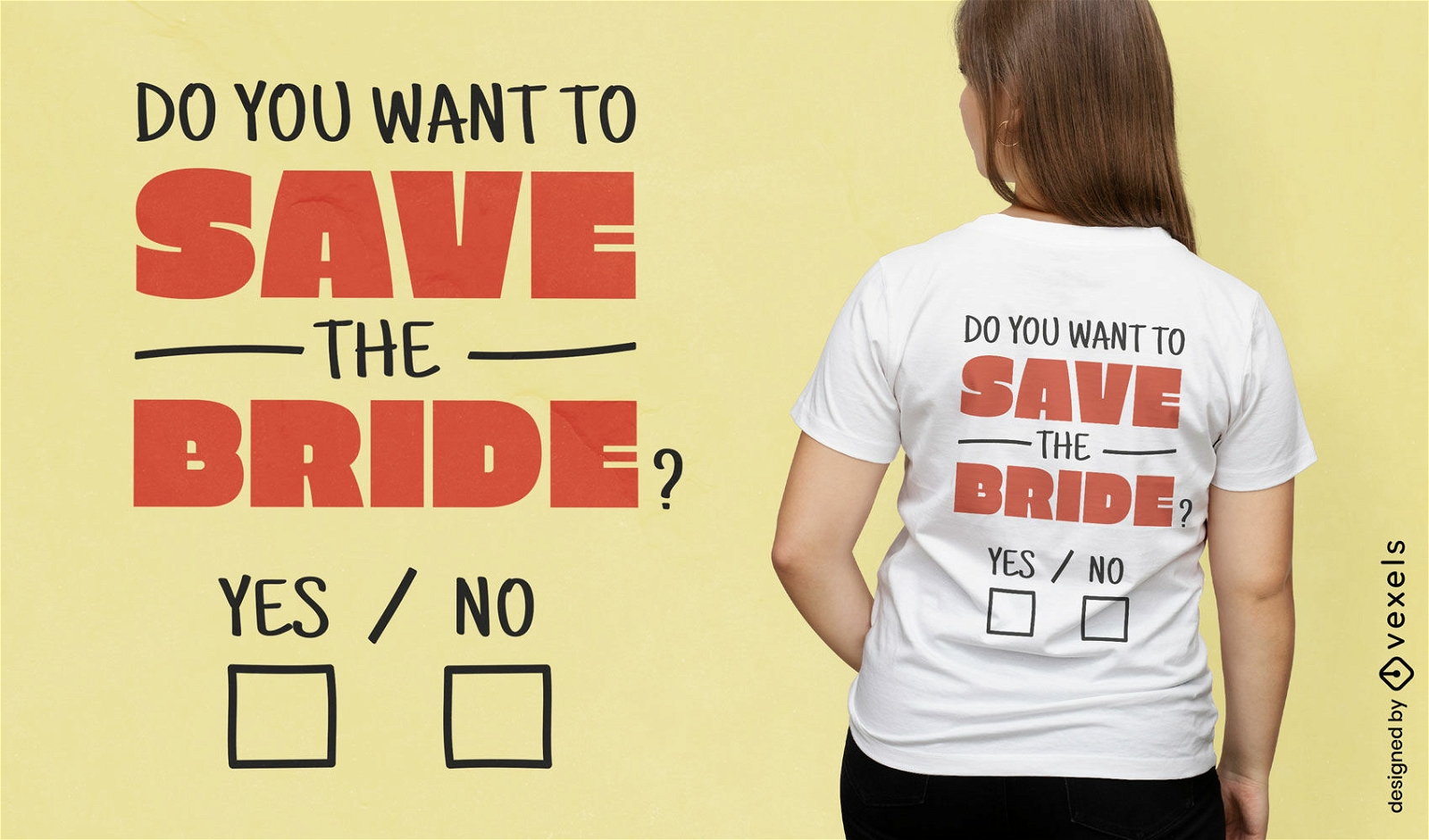 Salve o design da camiseta do casamento da noiva