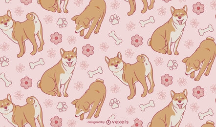 Shiba inu cão animais design de padrão bonito