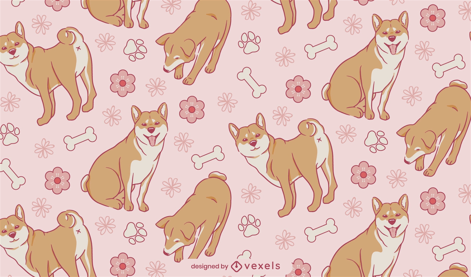 Shiba inu cão animais design de padrão bonito