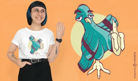 Funny pigeon cartoon t-shirt design
