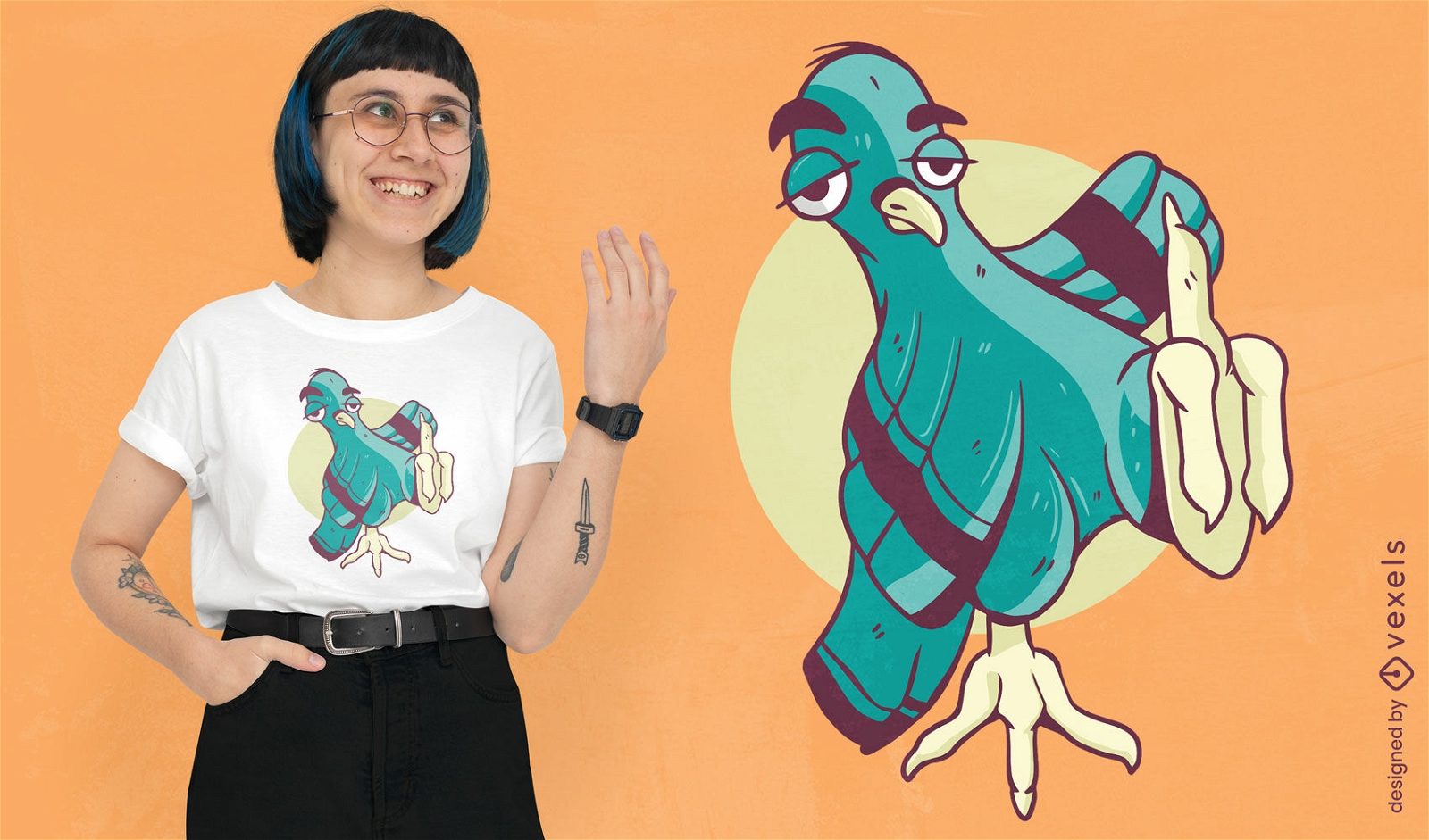 Design de camiseta de desenho animado de pombo engraçado