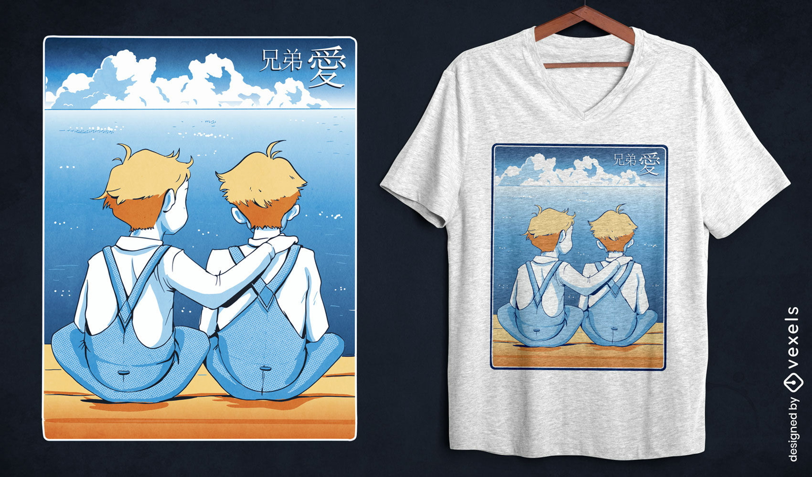 Design de camiseta de irmãos gêmeos de anime