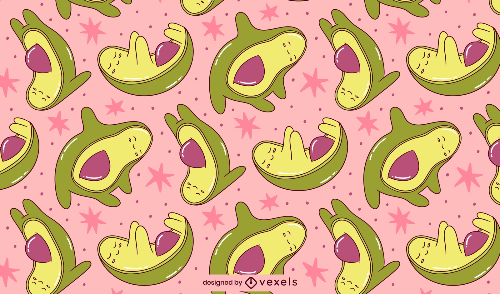 Funny avocado vegetable pattern design