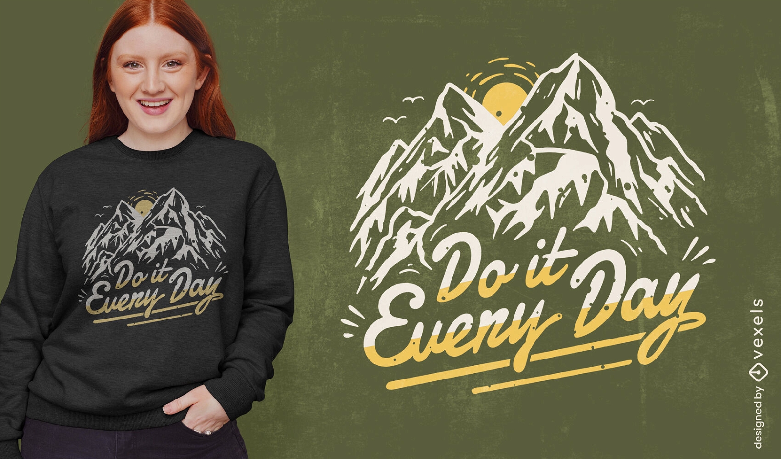 Faça design de camiseta com citação de caminhada na montanha
