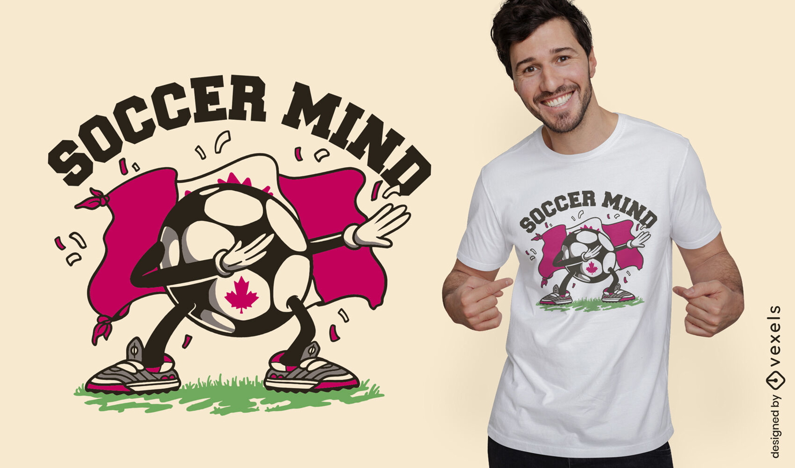 Dise?o de camiseta para frotar la pelota de Soccer Mind Canada