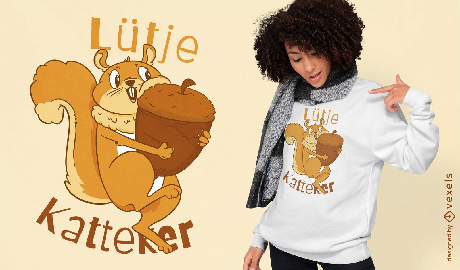 Squirrel and wallnut t-shirt design