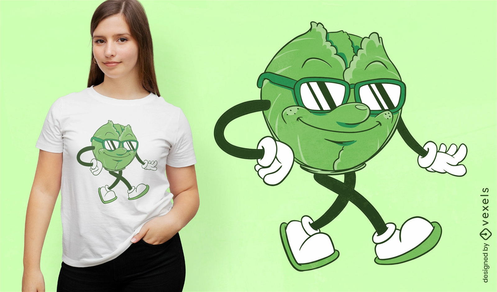 Retro cartoon brussel sprout t-shirt design