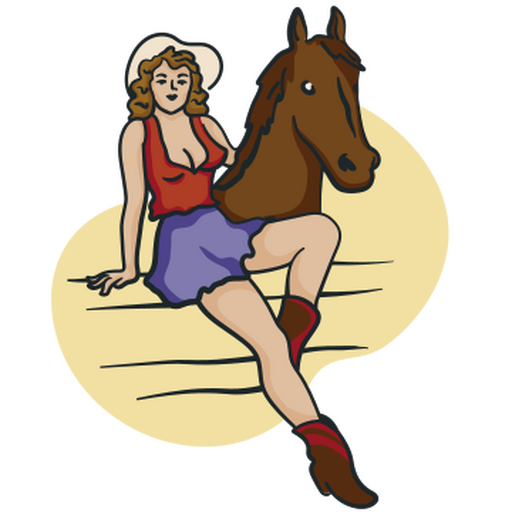 Garota pin up morena com um cavalo Desenho PNG