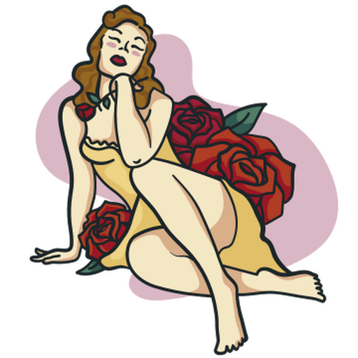 Hübsches Pin-up-Girl mit Rosen PNG-Design