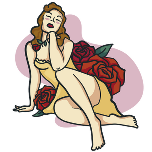 Pretty pin up girl with roses PNG Design