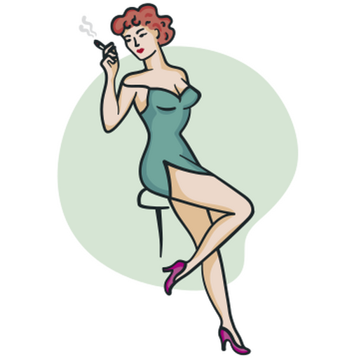 Pin up girl with green dress PNG Design