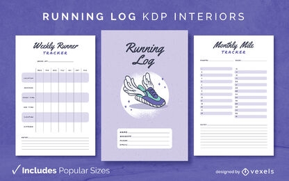 Running log diary template KDP interior design