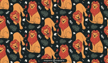 Lion wild animals jungle pattern design