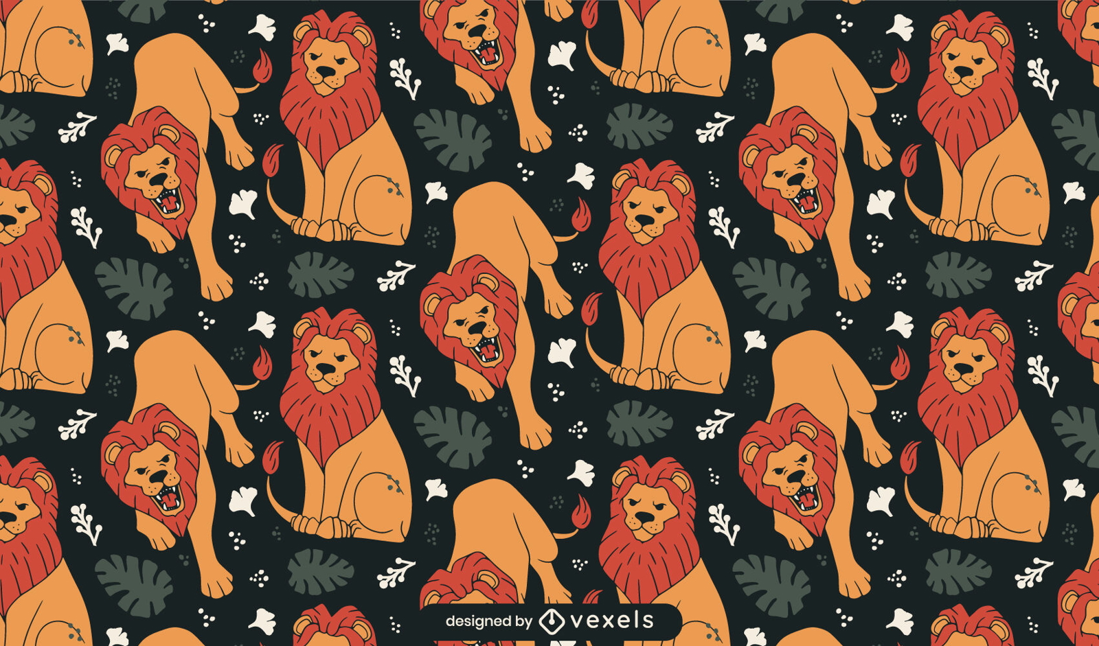Design de padrão de selva de animais selvagens de leão