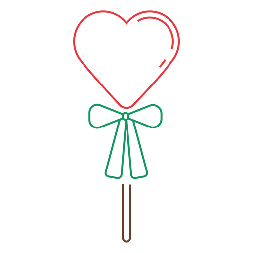 Coração com um laço verde Desenho PNG