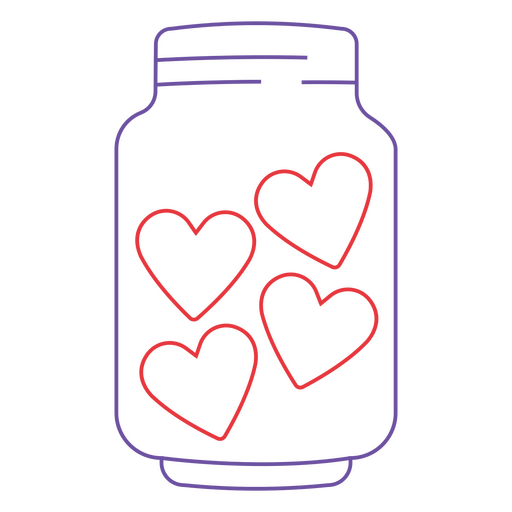 Corações em uma jarra Desenho PNG