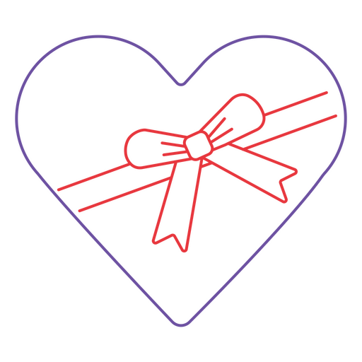 Regalo en forma de corazón con un cordón rojo Diseño PNG