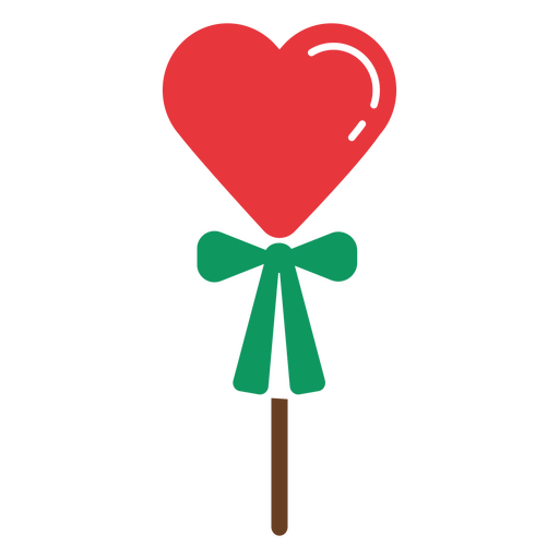 Red heart with green bow PNG Design