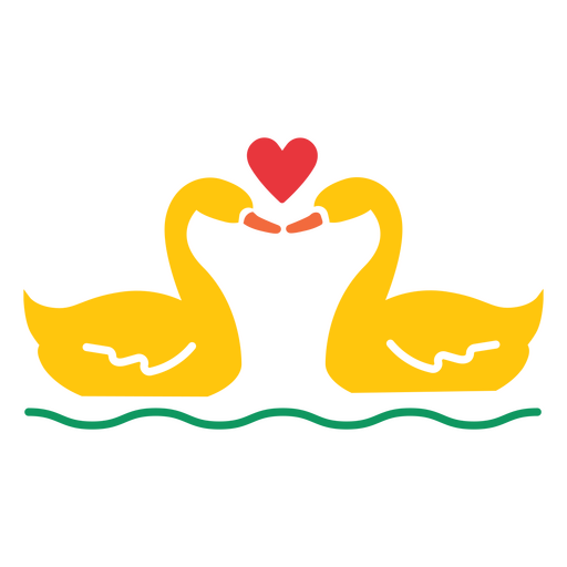 Cisnes amarillos enamorados Diseño PNG