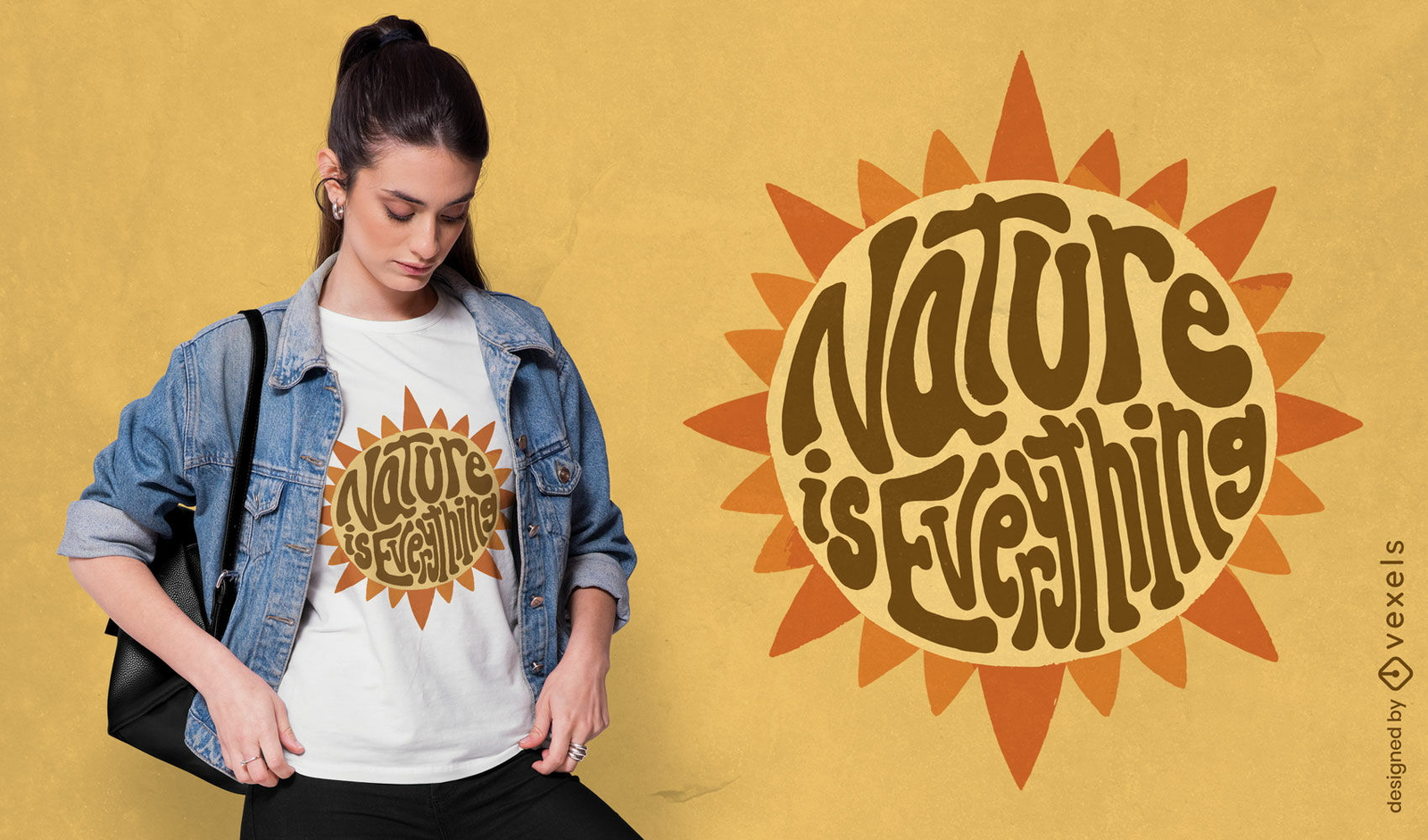 A natureza é tudo letras design de t-shirt