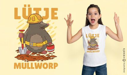 Maulwurf-Bauarbeiter-T-Shirt-Design