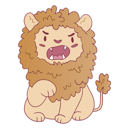 Animal león lindo enojado Diseño PNG