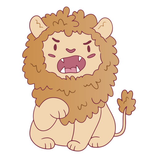 Animal de leão fofo com raiva Desenho PNG