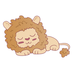 Animal leão fofo dormindo Desenho PNG