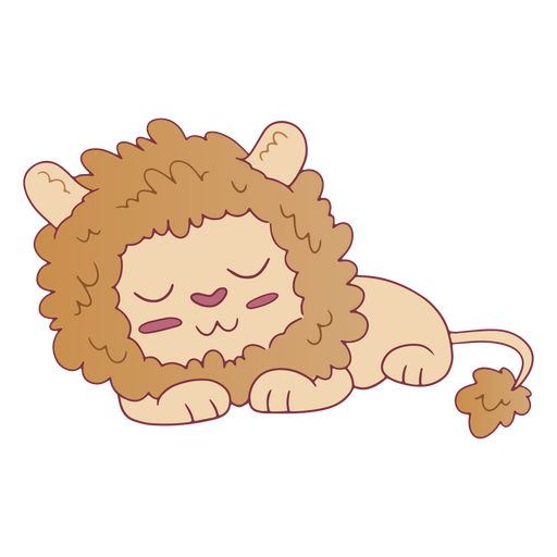 Animal leão fofo dormindo
