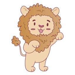 Animal de zoológico fofo de leão em pé Desenho PNG