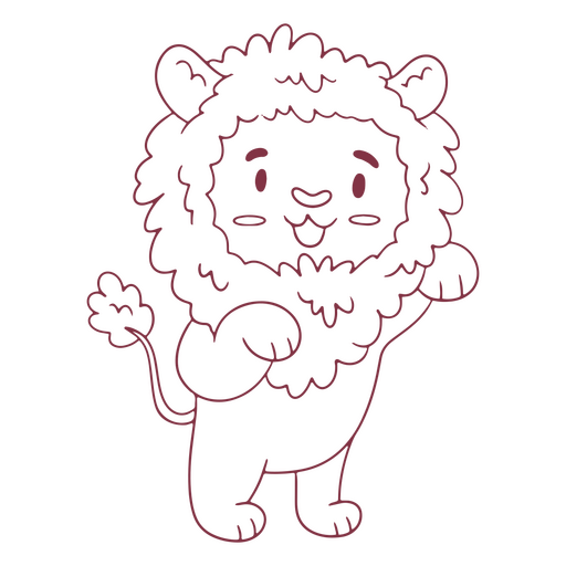 Cute standing lion animal stroke PNG Design
