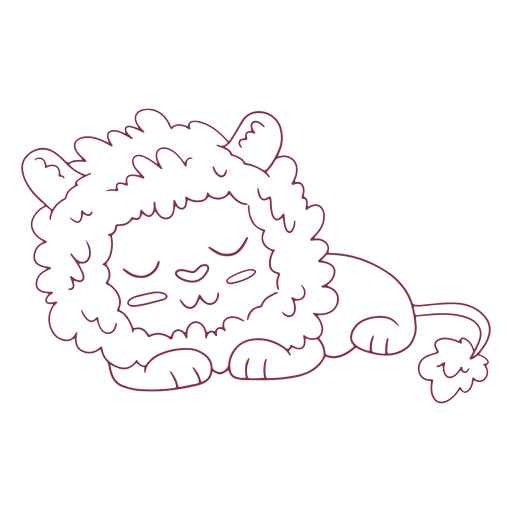 Lindo trazo de animal león dormido Diseño PNG