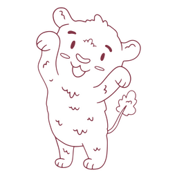 Lindo trazo de león juguetón Diseño PNG