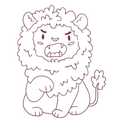 Cute angry lion animal stroke PNG Design