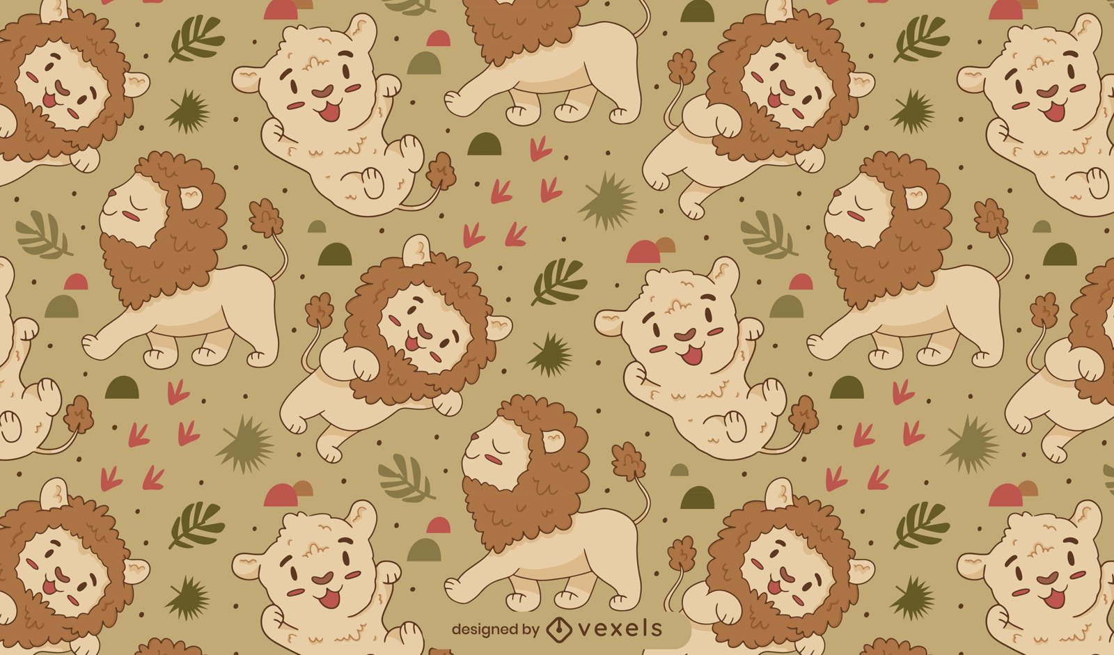 Adorable bebé diseño de patrón de leones y tigres