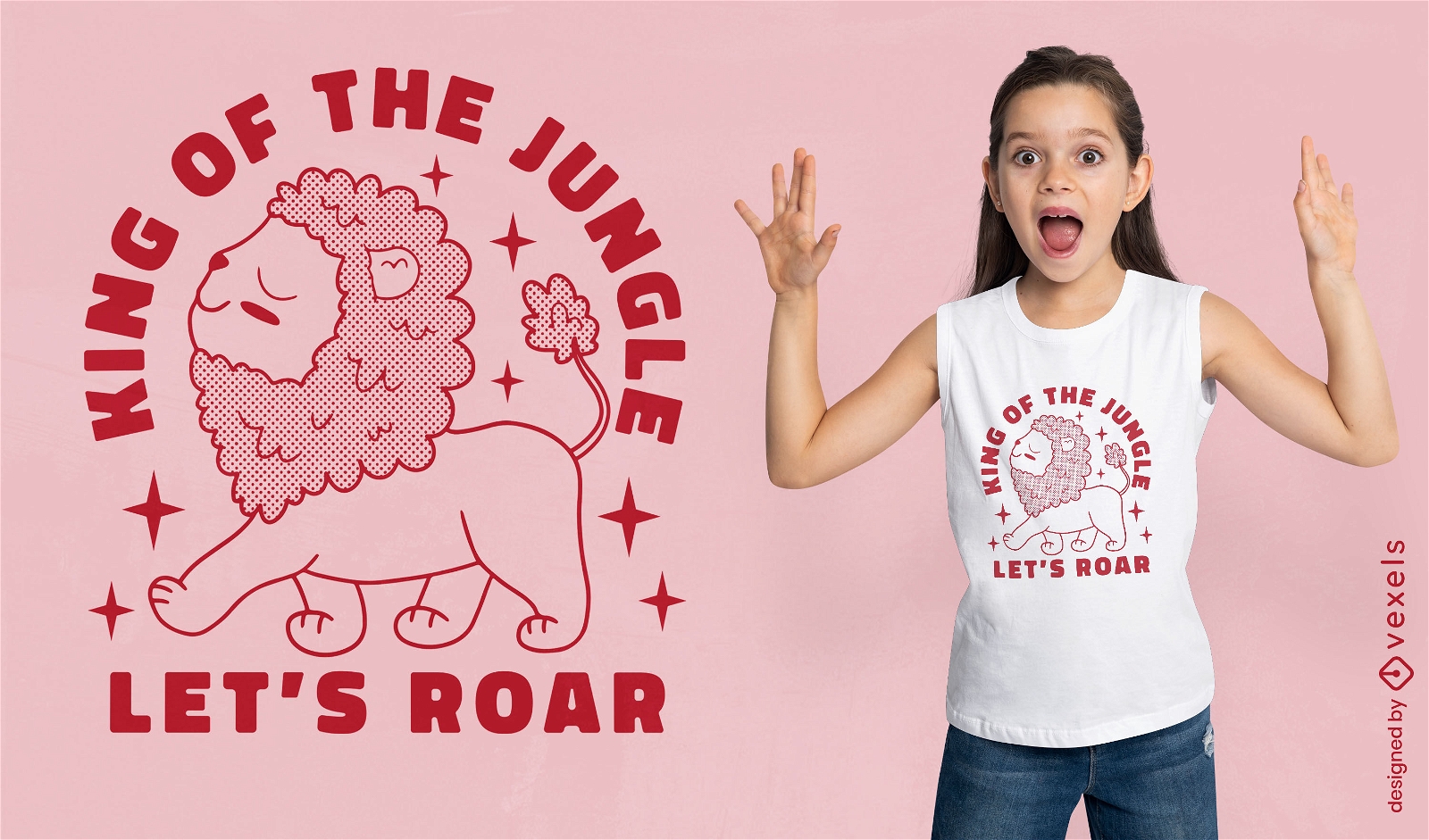 Design de camiseta de leão infantil Rei da selva