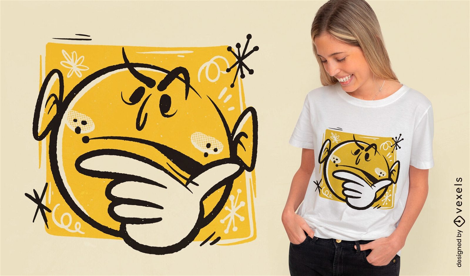 Design de camiseta emoji confuso de desenho animado