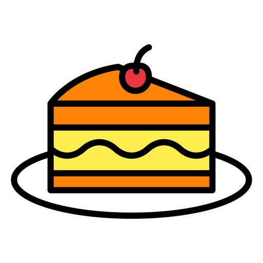 Süßes Stück Kuchen mit Kirsche PNG-Design