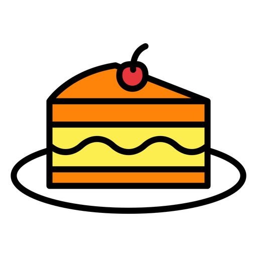 Sweet slice of cake with cherry PNG Design