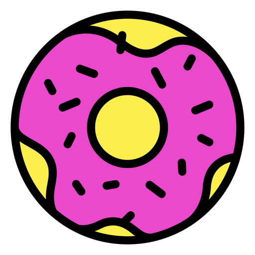 Delicioso donut con glaseado rosa Diseño PNG