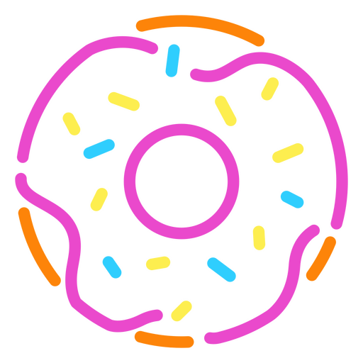 Donut with colored chips PNG Design