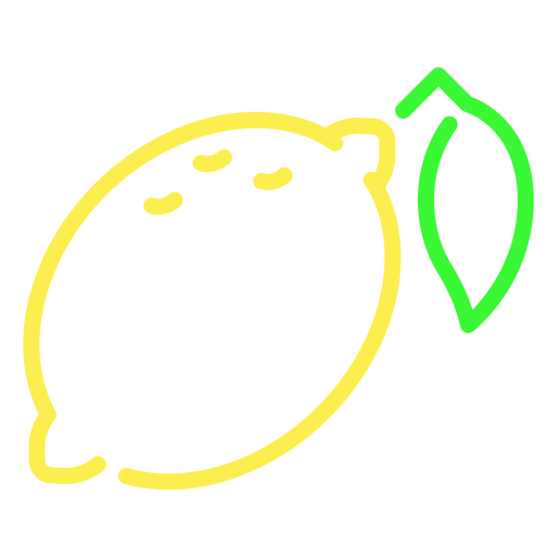 Limón amarillo con una sola hoja verde Diseño PNG