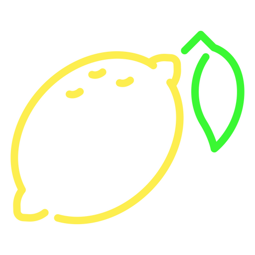 Limão amarelo com uma única folha verde Desenho PNG