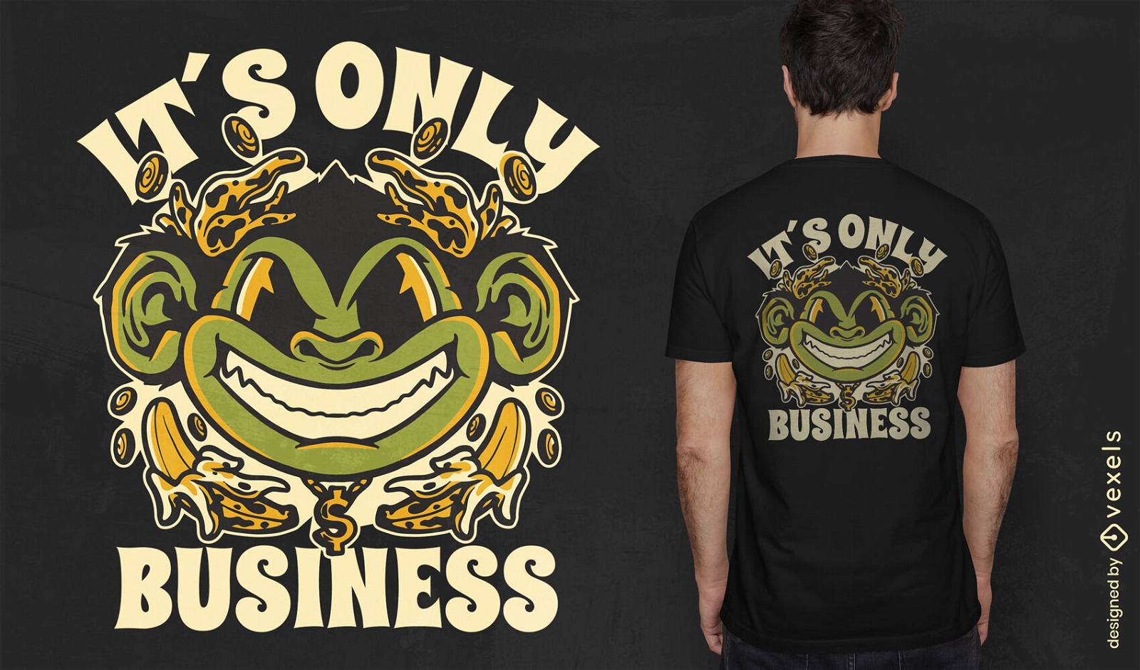 É apenas design de camiseta de macaco de negócios