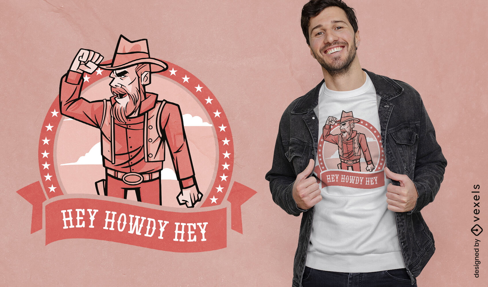 Hola diseño de camiseta de vaquero