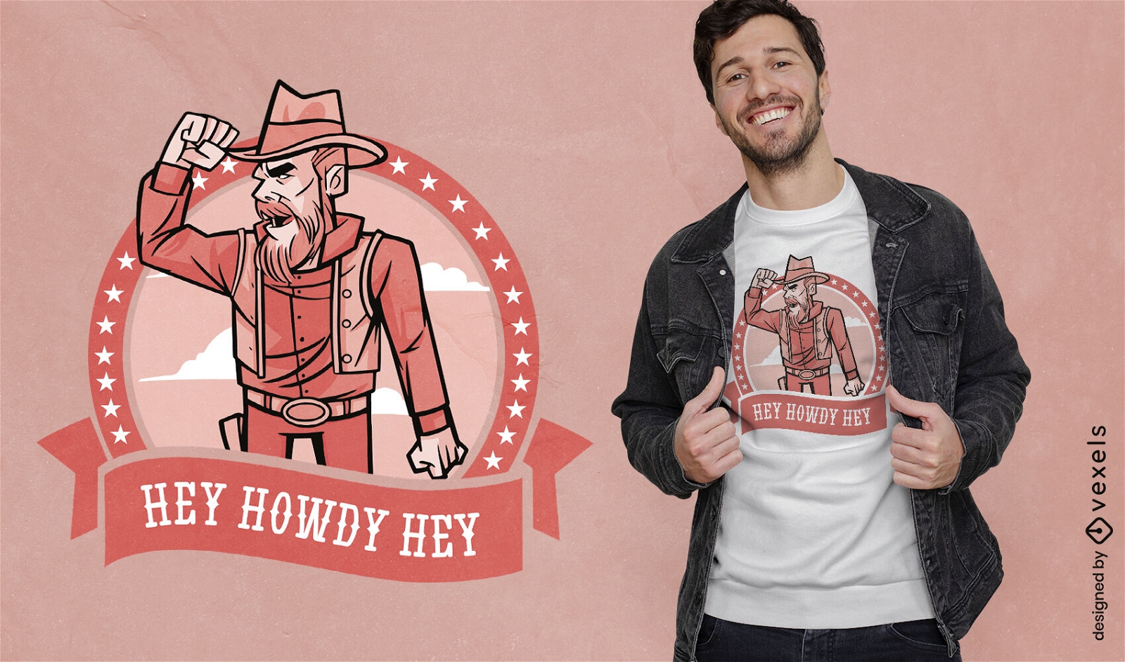 Olá design de camiseta de cowboy