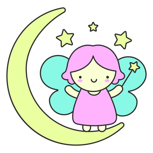 Little angel on the moon PNG Design