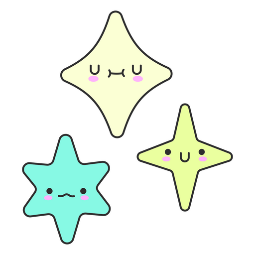 Three stars on a dreamy night PNG Design